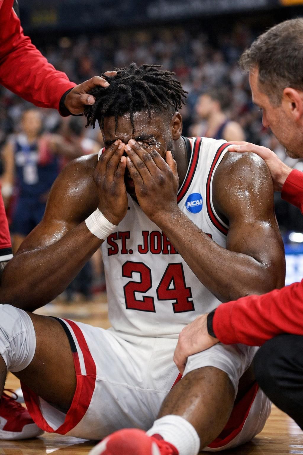 découvrez l'émotion intense de zuby ejiofor, la star du basketball de st. john's, en larmes après la défaite des red storm. un moment fort et bouleversant pour l'équipe.