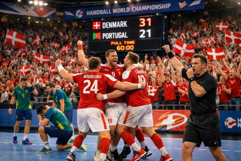 les favoris danois dominent le portugal et se qualifient pour la finale du championnat du monde de handball, assurant un spectacle intense et une lutte acharnée pour le titre.
