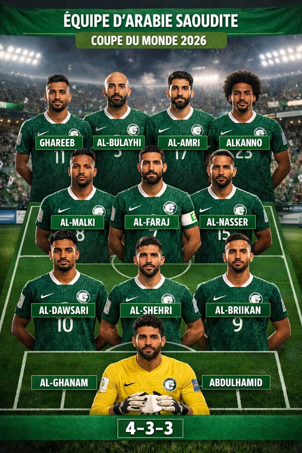 découvrez la composition complète de l’équipe d’arabie saoudite pour la coupe du monde 2026, avec les joueurs sélectionnés, leurs postes et les dernières mises à jour avant le tournoi.