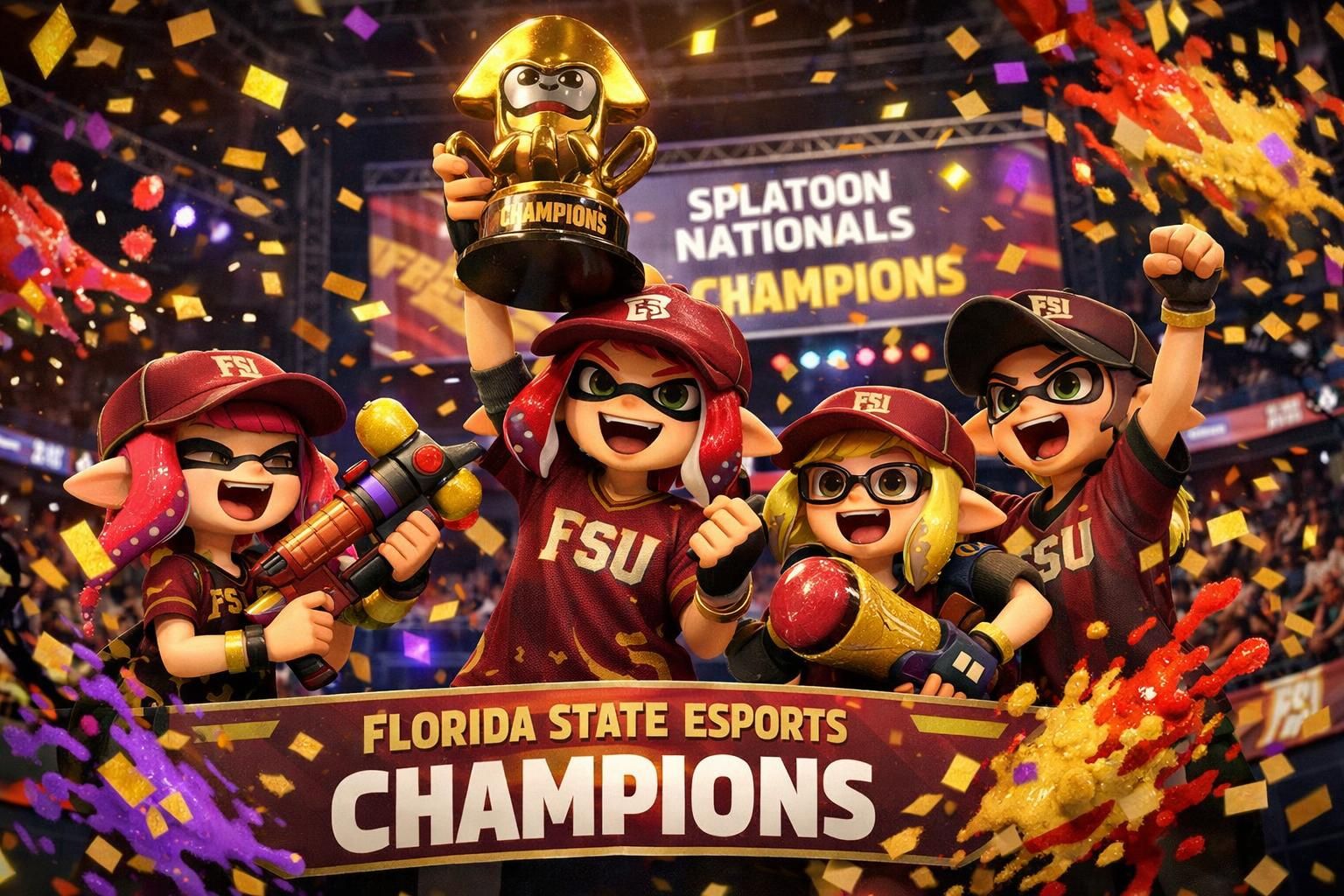 florida state esports triomphe en remportant son troisième championnat de groupe consécutif en splatoon, démontrant une fois de plus sa domination dans la scène compétitive.
