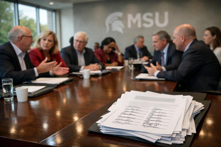 avec le départ de guskiewicz et batt, la pétition réclamant la démission du conseil d'administration de msu prend de l'ampleur, suscitant un débat croissant au sein de la communauté universitaire.