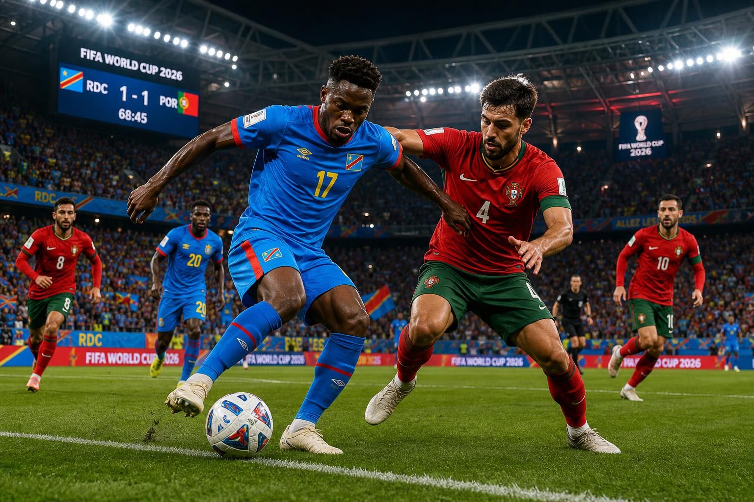 lors du mondial 2026, la rd congo crée la surprise en tenant le portugal en échec 1-1 dès leur premier match, promettant un tournoi captivant.