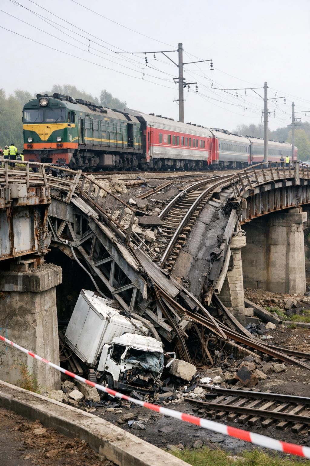 découvrez les conséquences d'un effondrement de pont qui bloque les trains, entraînant d'importantes perturbations de voyage et des retards majeurs.