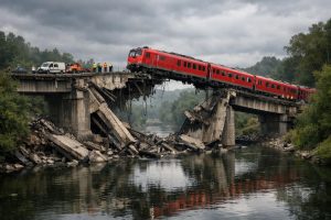 perturbations majeures des voyages : un effondrement de pont entraîne le blocage des trains, impactant les trajets et les horaires.