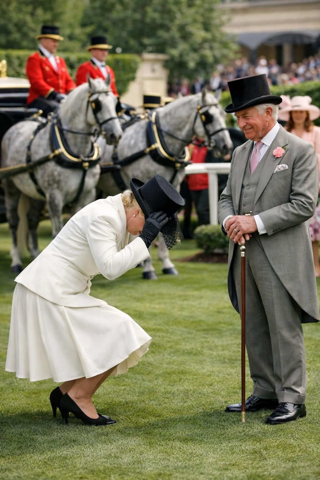 zara tindall rend un triple salut respectueux à son oncle, le roi charles, lors du prestigieux événement royal ascot, marquant un moment fort et symbolique.