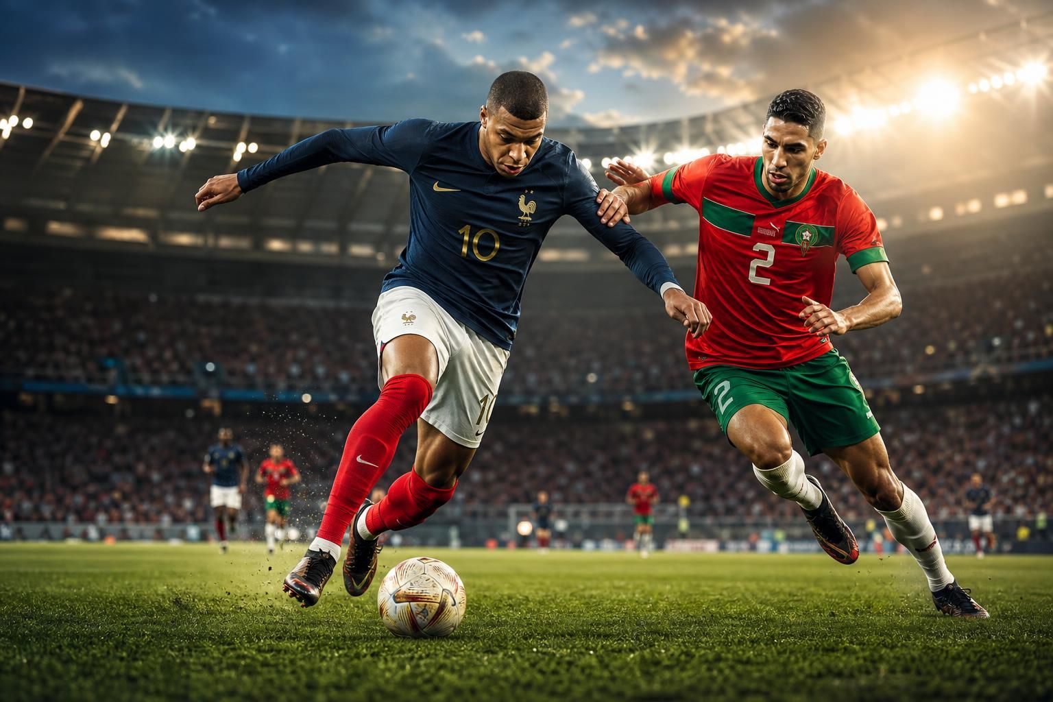 préparation tendue avant le quart de finale de la coupe du monde entre la france et le maroc, avec une incertitude majeure concernant la participation d'un joueur clé marocain.