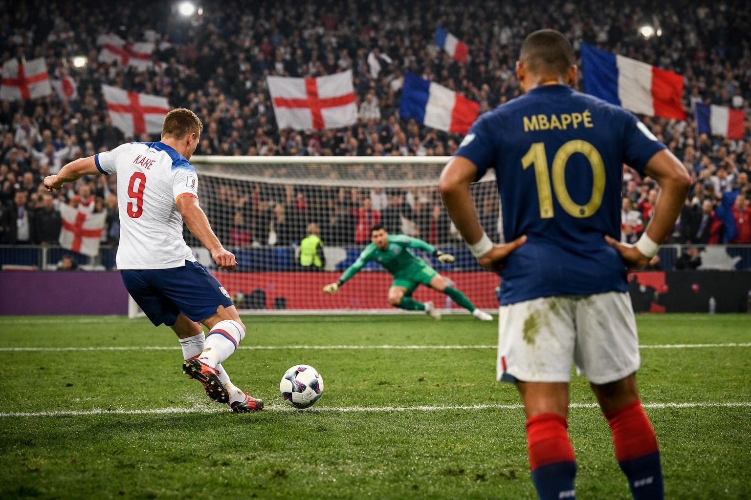 revivez la simulation palpitante du match angleterre-france en coupe du monde où kane et mbappé s'affrontent dans une série de tirs au but intense et spectaculaire.