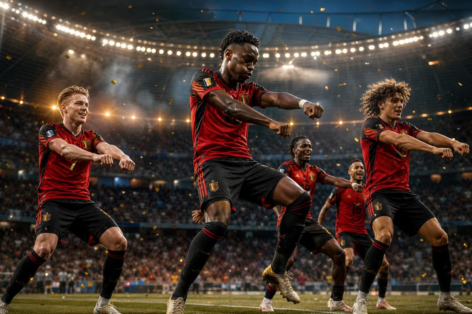 découvrez comment la belgique célèbre sa victoire à la coupe du monde 2026 en reprenant la 'trump dance', un moment mêlant joie intense et controverse avec balogun.
