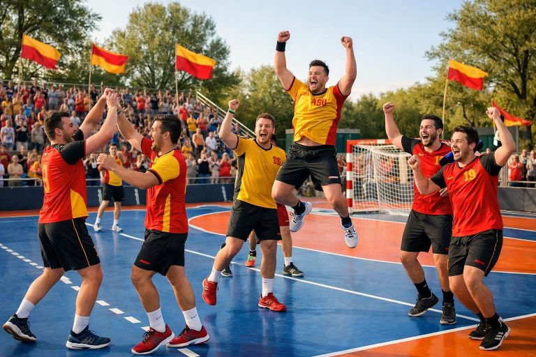 découvrez l'inauguration spectaculaire du nouveau terrain de handball de l'asu, financé à 220 000 $, avec la joie et la célébration des joueurs passionnés.