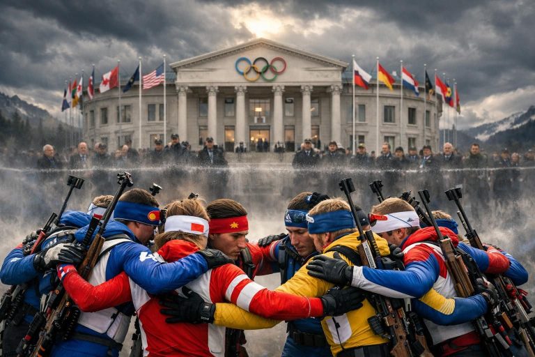 l'union de biathlon conteste la décision du comité olympique en maintenant l'exclusion des athlètes russes et biélorusses, soulignant un conflit important dans le monde sportif.
