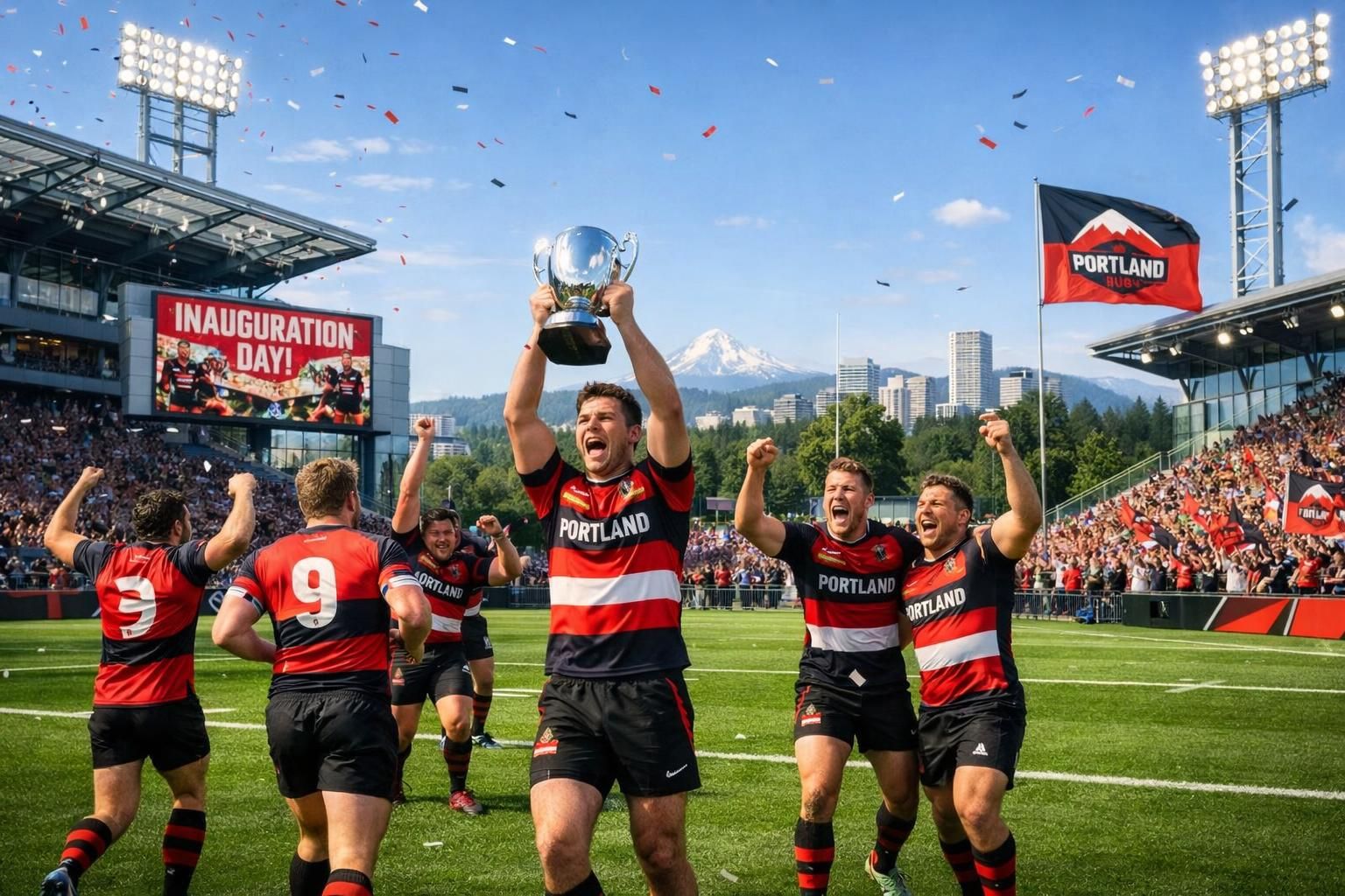 le club de rugby de portland célèbre l'inauguration de son terrain ultramoderne, offrant des installations de pointe pour les joueurs et les fans.