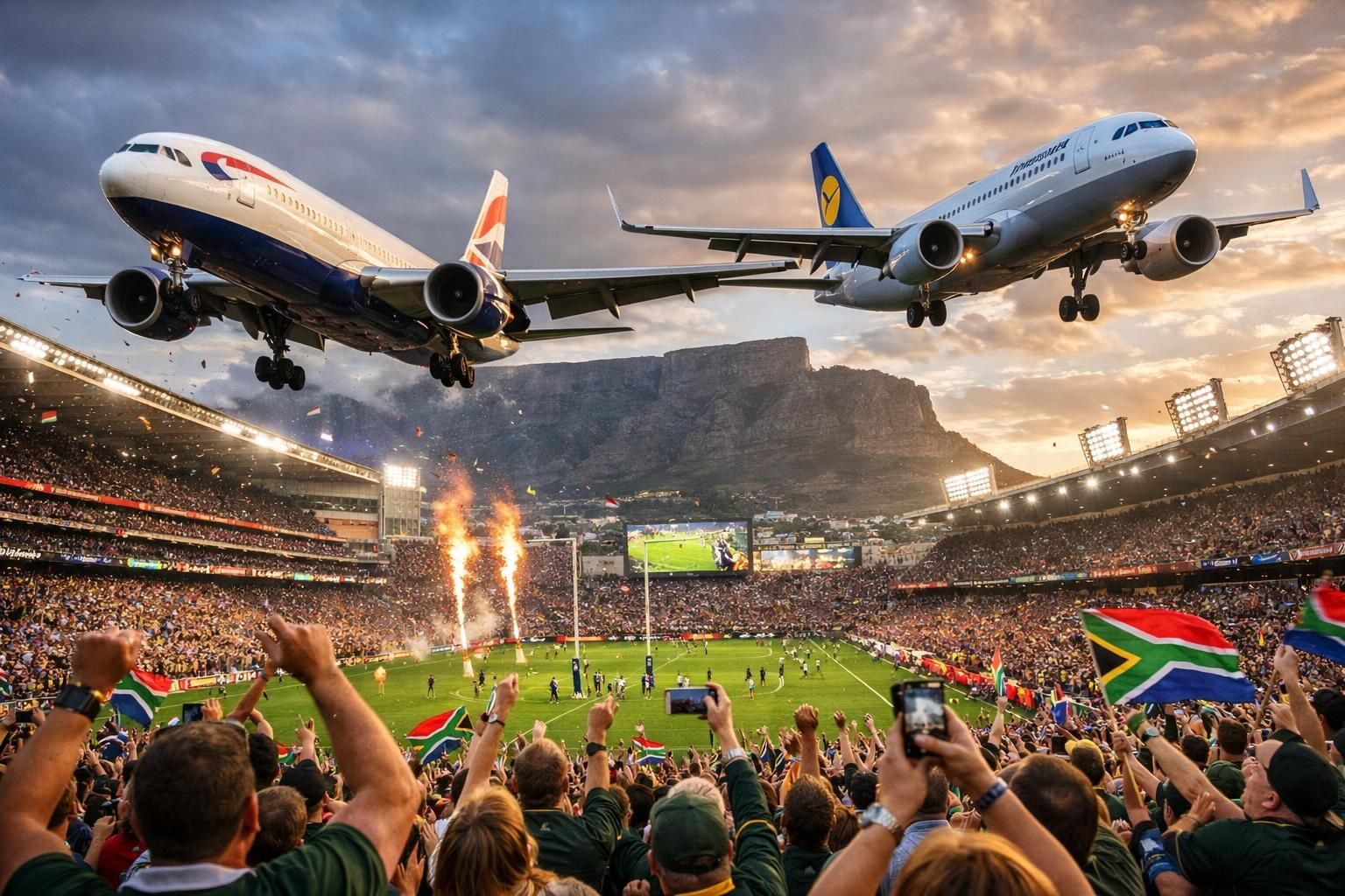 un spectateur émerveillé témoigne d'un passage aérien spectaculaire et exceptionnellement bas lors d'un match de rugby au stade du cap, le qualifiant comme l'un des plus impressionnants jamais vus.