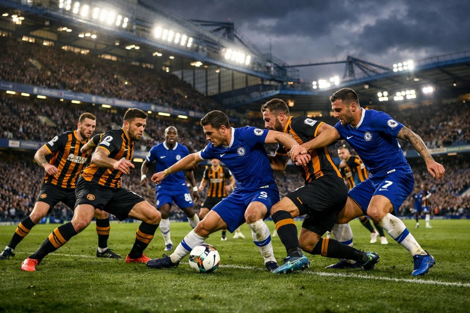 revivez le match intense entre chelsea et hull au stamford bridge, où les blues ont été tenus en échec devant leur public.