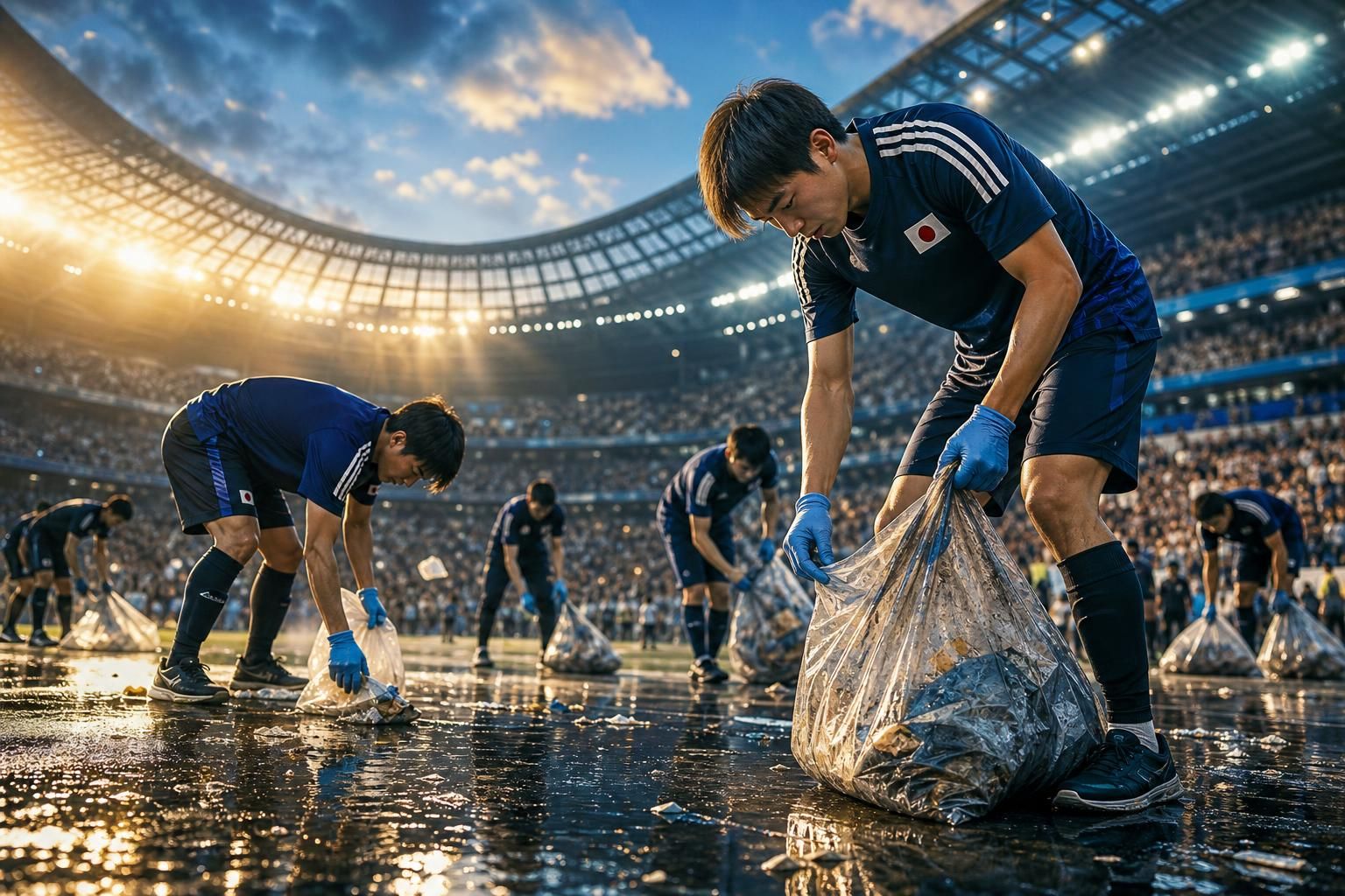 découvrez comment les joueurs japonais de la coupe du monde excellents dans le nettoyage des stades, mais avec des habitudes moins exemplaires chez eux.