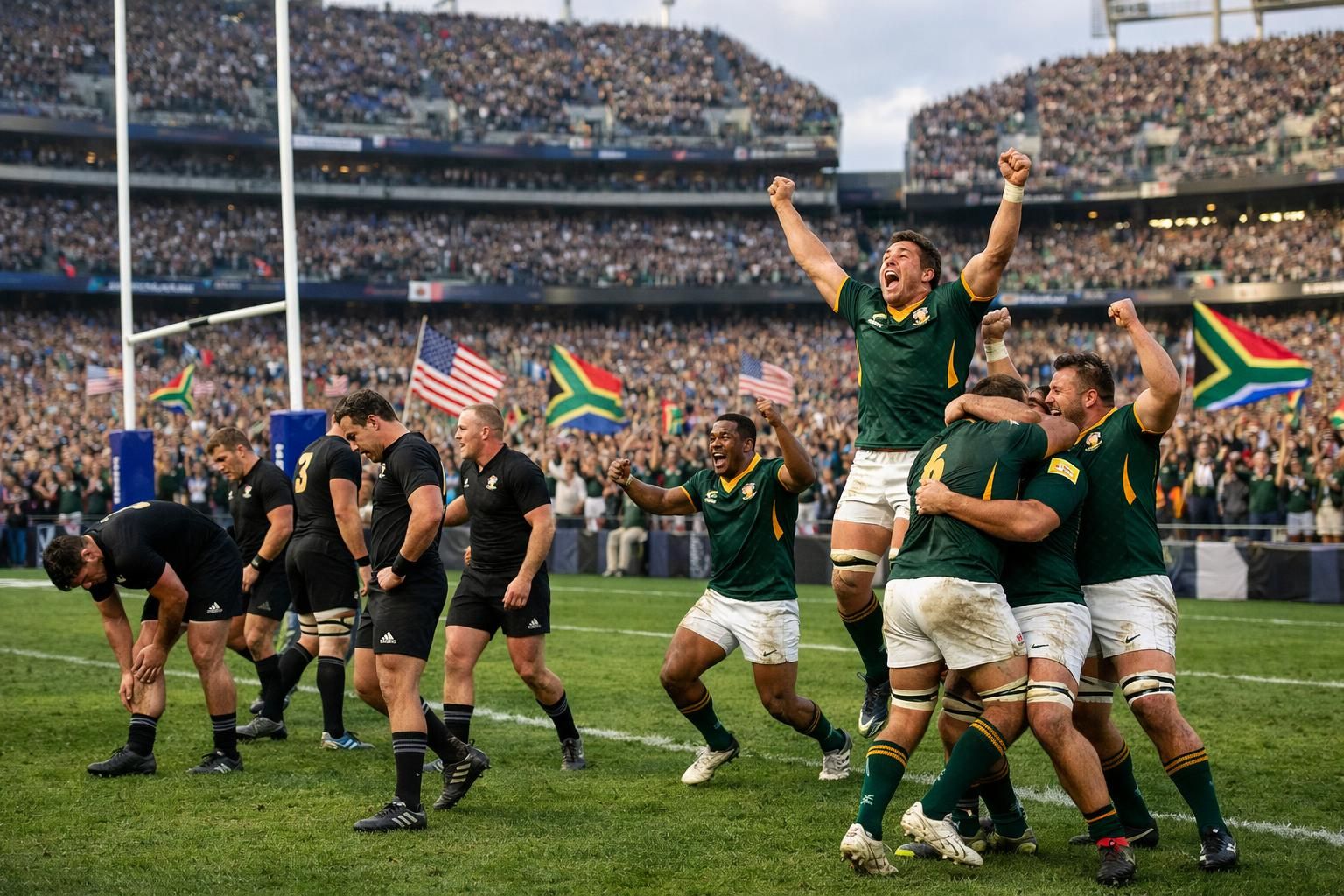 les springboks s'imposent 43-28 face aux all blacks devant une foule record de rugby à baltimore, offrant un match spectaculaire et historique.