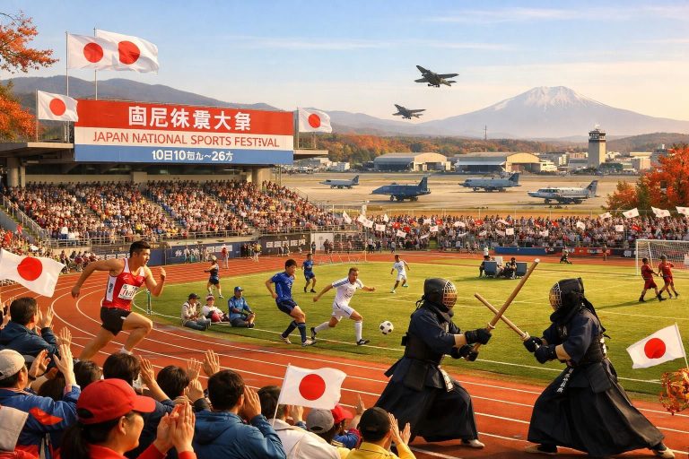 assistez aux jeux sportifs nationaux du japon du 10 au 26 octobre près de la base aérienne de misawa et découvrez un événement exceptionnel alliant sport et culture locale.