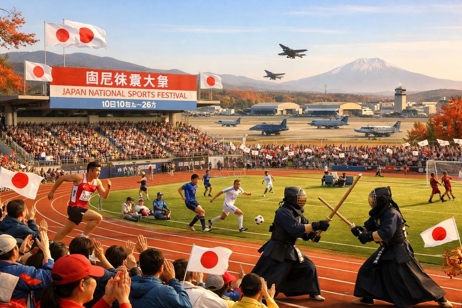 assistez aux jeux sportifs nationaux du japon du 10 au 26 octobre près de la base aérienne de misawa et découvrez un événement exceptionnel alliant sport et culture locale.