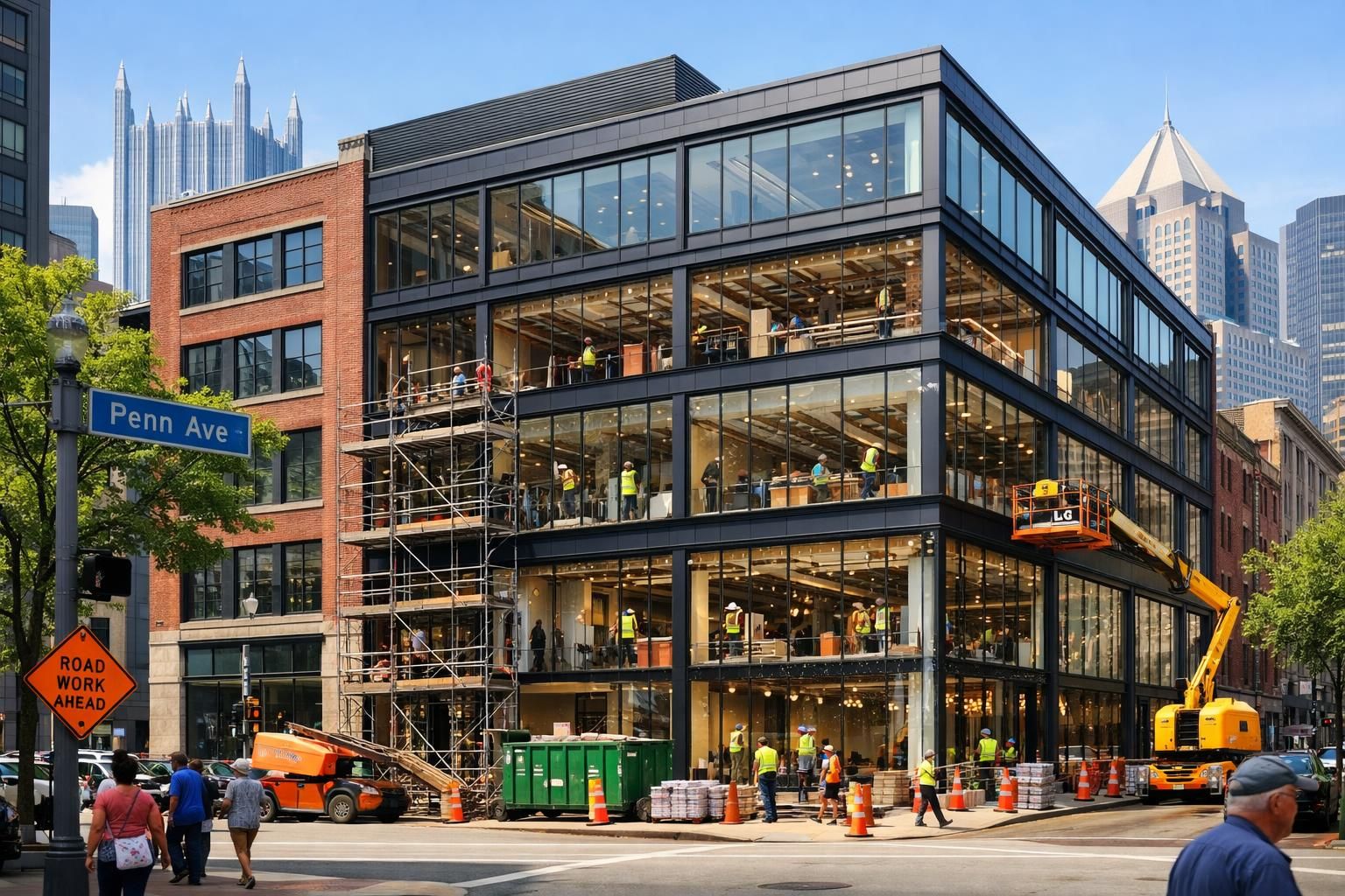 walnut capital transforme un immeuble de bureaux situé sur penn avenue, au cœur de pittsburgh, alliant innovation et modernité pour revitaliser l'espace urbain.